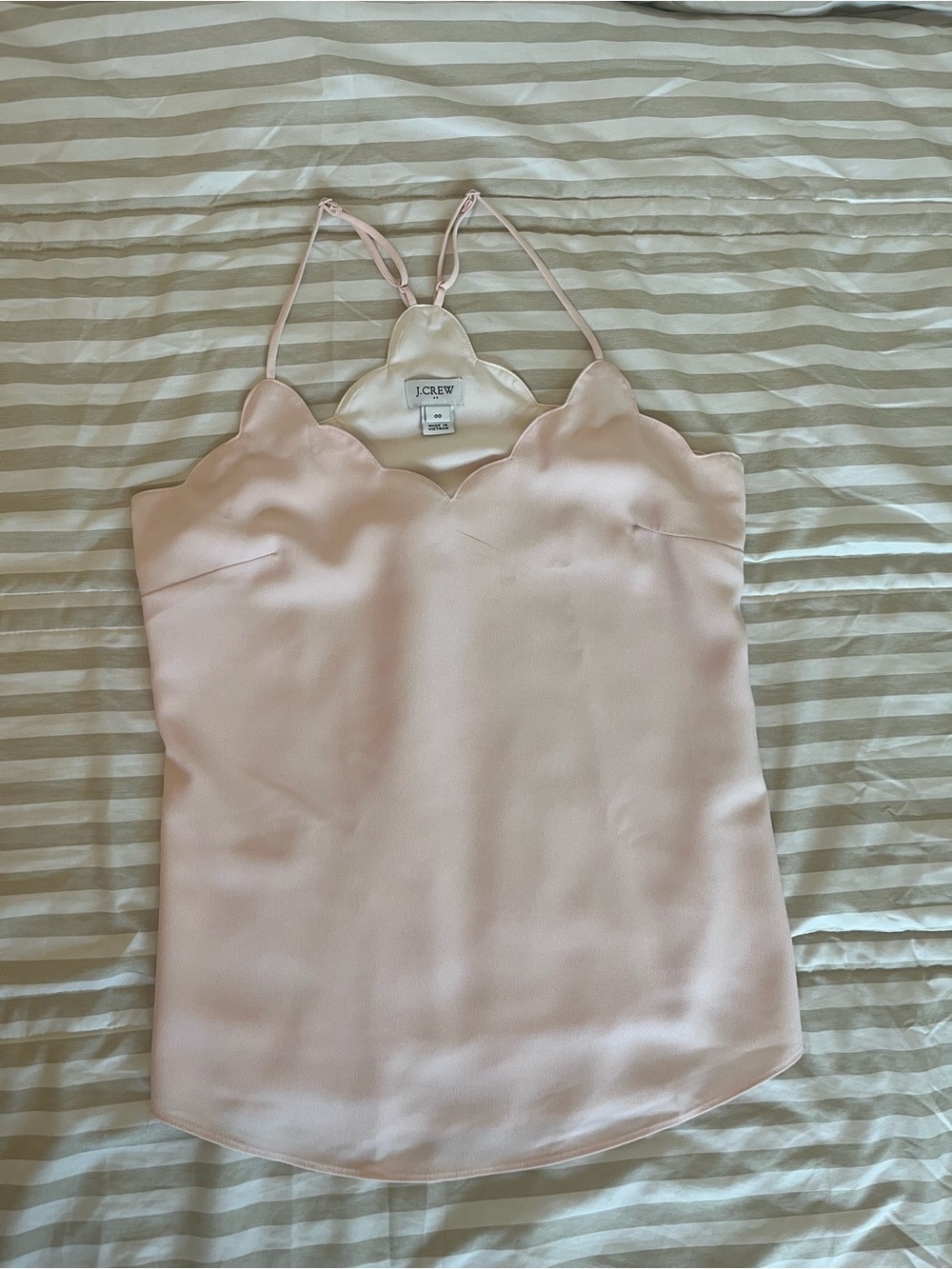 🌸 J.Crew Light Blush Scallop Neck Cami | Size 00 - Picture 3 of 9